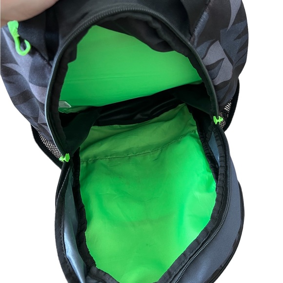 Adidas Black Geometric Pattern with Neon Green Accents Backpack - Picture 6 of 9